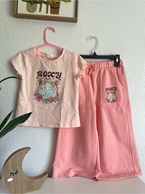 Roxy Girls' Pink Dolphin Graphic Pajama Set - Light Pink & Coral